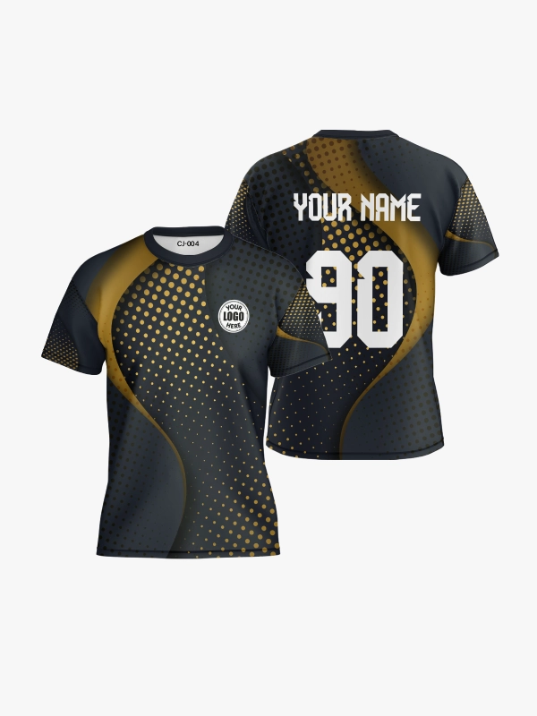 Custom Black and Gold Dotted Round Neck Sports Jersey-0043 Shopsery