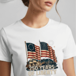 250 Years of Liberty Patriotic T-Shirt | American Flag USA 250th Anniversary Graphic Tee