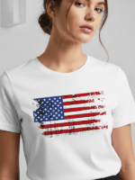 Vintage American Flag Patriotic T-Shirt | Distressed USA Flag Graphic Tee | Classic Red White Blue Independence Day Shirt