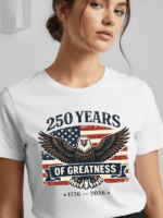 250 Years of Greatness Patriotic Eagle T-Shirt | USA 250th Anniversary American Flag 1776–2026 Graphic Tee - Image 15