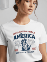 United States of America 250 Years of Freedom T-Shirt | Statue of Liberty USA 250th Anniversary 1776–2026 Patriotic Graphic Tee - Image 13