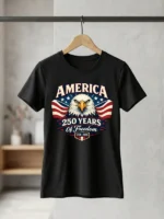 America 250 Years of Freedom Patriotic Eagle T-Shirt | USA 250th Anniversary 1776–2026 Graphic Tee - Image 6