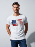 Vintage American Flag Patriotic T-Shirt | Distressed USA Flag Graphic Tee | Classic Red White Blue Independence Day Shirt - Image 4