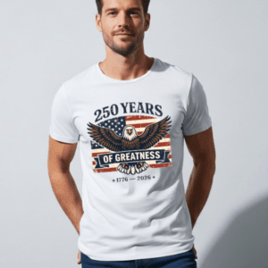 250 Years of Greatness Patriotic Eagle T-Shirt | USA 250th Anniversary American Flag 1776–2026 Graphic Tee