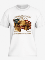 United States of America 250th Anniversary T-Shirt | Patriotic Eagle, Statue of Liberty & Liberty Bell 1776–2026 Graphic Tee - Image 2