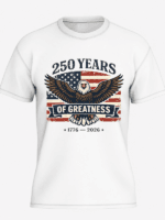 250 Years of Greatness Patriotic Eagle T-Shirt | USA 250th Anniversary American Flag 1776–2026 Graphic Tee - Image 3