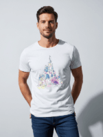 Disneyland Castle Graphic T-Shirt | Pastel Theme Park Vacation Tee